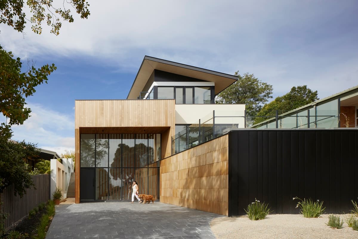 Contemporary residential architecture with timber cladding